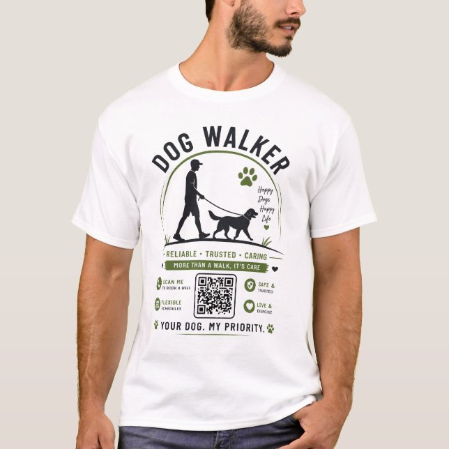 T-Shirt personnalisé avec QR code pour promeneur d (Devant)