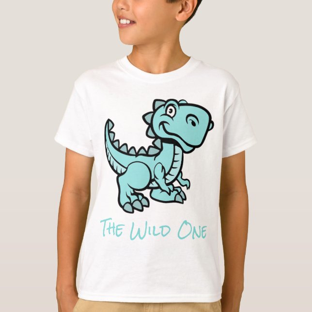 T-shirt personnalisé avec T Rex sarcelle (Devant)