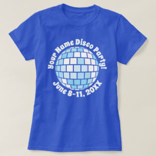 T-Shirt PERSONNALISÉ Boule Disco Bleue Rétro