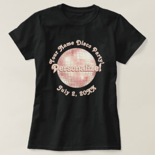 T-Shirt Personnalisé Boule Disco Rétro Or Rose
