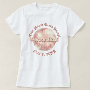 T-Shirt Personnalisé Boule Disco Rétro Or Rose