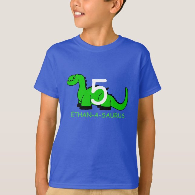 T-shirt personnalisé d'anniversaire de dinosaure (Devant)