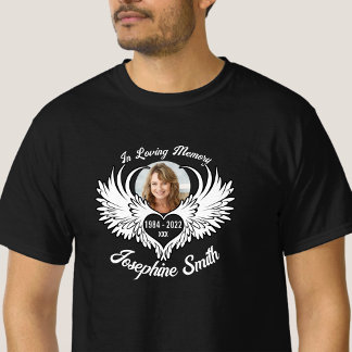 T-shirt Personnalisé En Mémoire Amoureuse Ange Ailes Photo