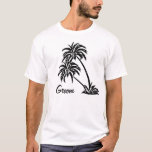 T-shirt Personnalisé épousant les palmiers du cadeau du<br><div class="desc">Ce bel ENSEMBLE chic et unique artsy simple du cadeau de mariage de DEUX couples est coutume imprimé avec deux palmiers une conception d'île avec le nom et la date de votre choix. Personnalisez-le avec le nom du marié ou laissez lui comme il est, le bestman, garçon d'honneur ... ......</div>