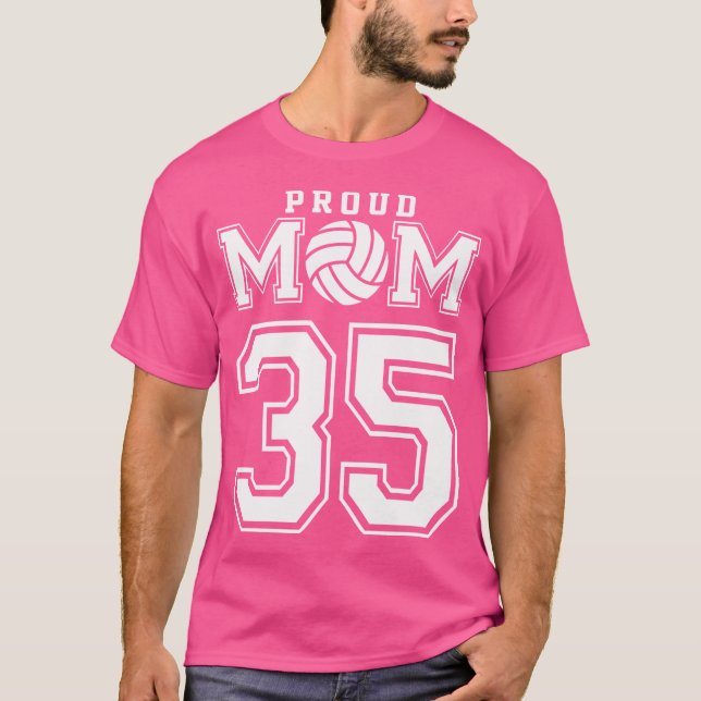 T-shirt Personnalisé Fier Volleyball Maman Numéro 35 Perso (Devant)