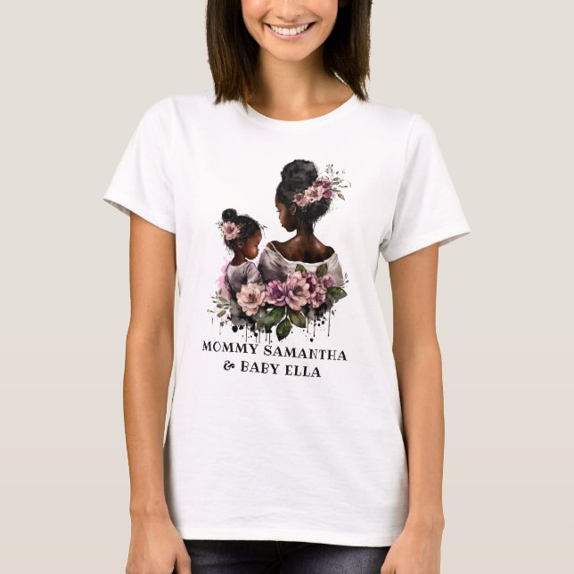 T-shirt Personnalisé Floral Maman and Baby (2) (Devant)