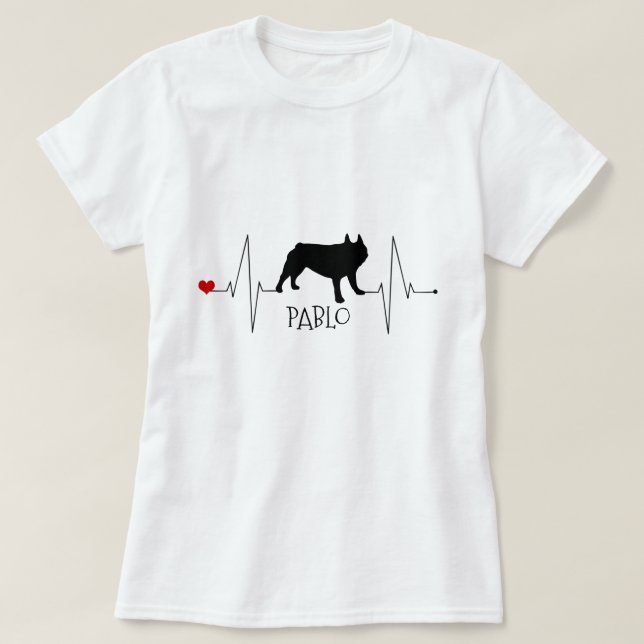 T-shirt Personnalisé Français Bulldog Love My Chien Heart  (Design devant)