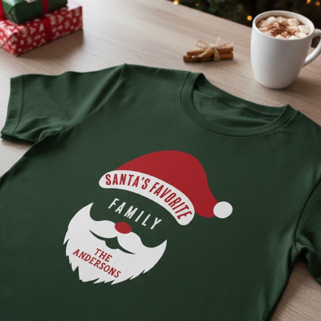 T-shirt Personnalisé Funny Père Noël Favori Nom de famille (Créateur téléchargé)