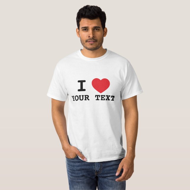 T-shirt Personnalisé I coeur texte, Cadeau pour amie-copin (Devant entier)