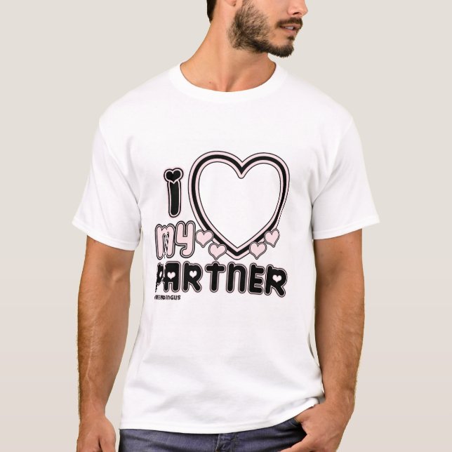 T-shirt personnalisé I Love My Partner en noir  (Devant)