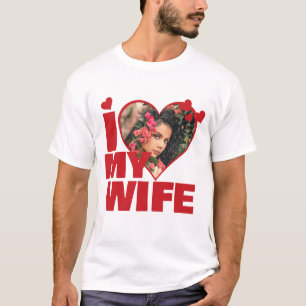 T-shirt Personnalisé J'aime ma femme Coeur Photo