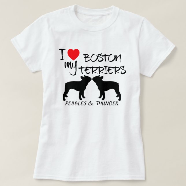 T-shirt Personnalisé J'Aime Mes Boston Terriers (Design devant)