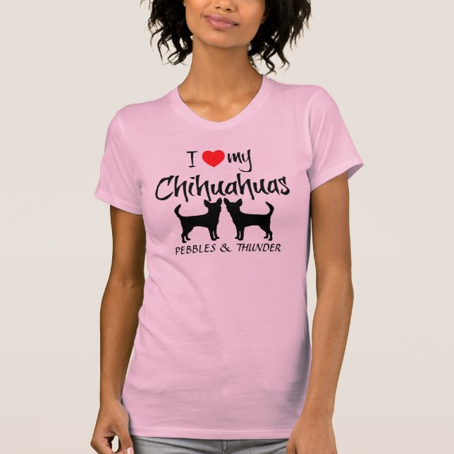 T-shirt Personnalisé J'Aime Mes Deux Chihuahuas (Devant)