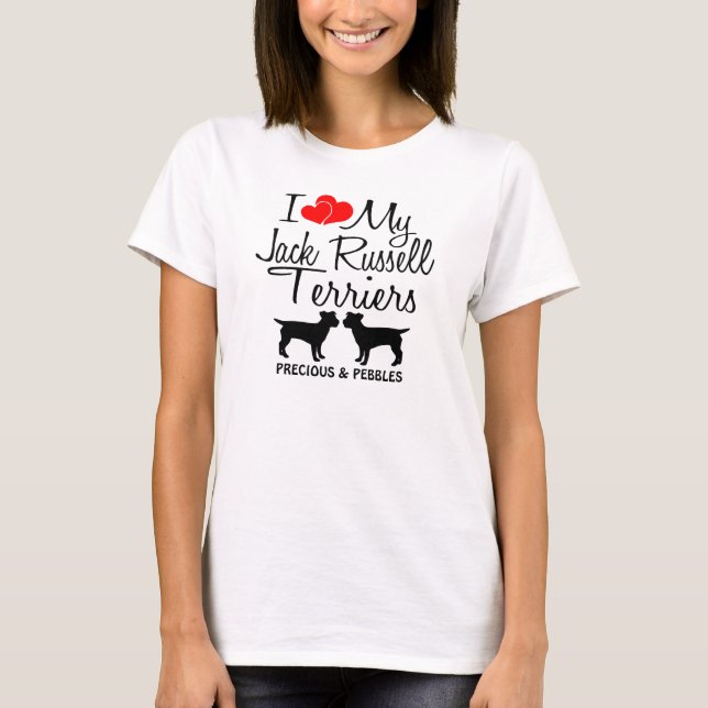 T-shirt Personnalisé J'Aime Mes Deux Jack Russell Terriers (Devant)