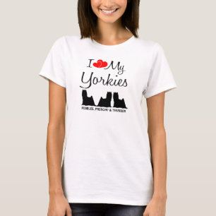 T-shirt Personnalisé J'Aime Mes Trois Yorkies