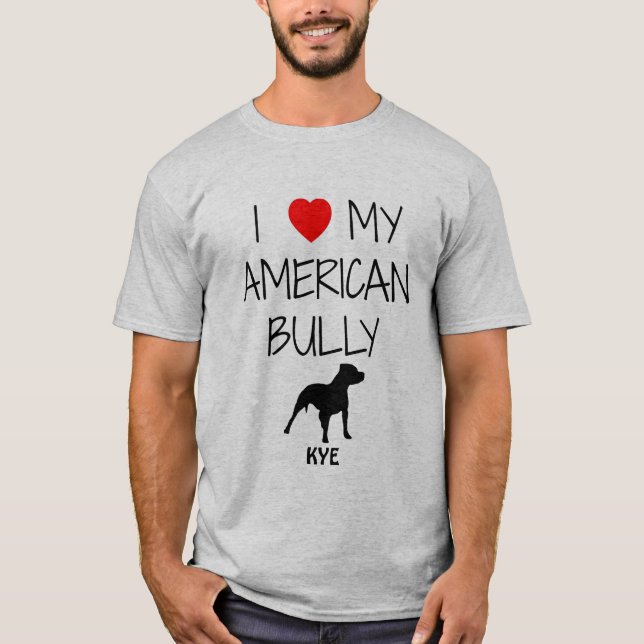 T-shirt Personnalisé J'Aime Mon American Bully Pitbull (Devant)