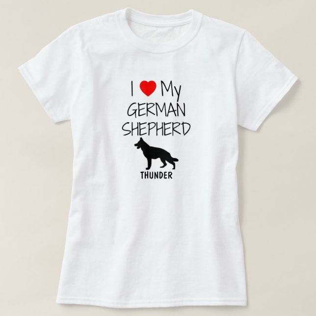 T-shirt Personnalisé J'Aime Mon Berger Allemand (Design devant)