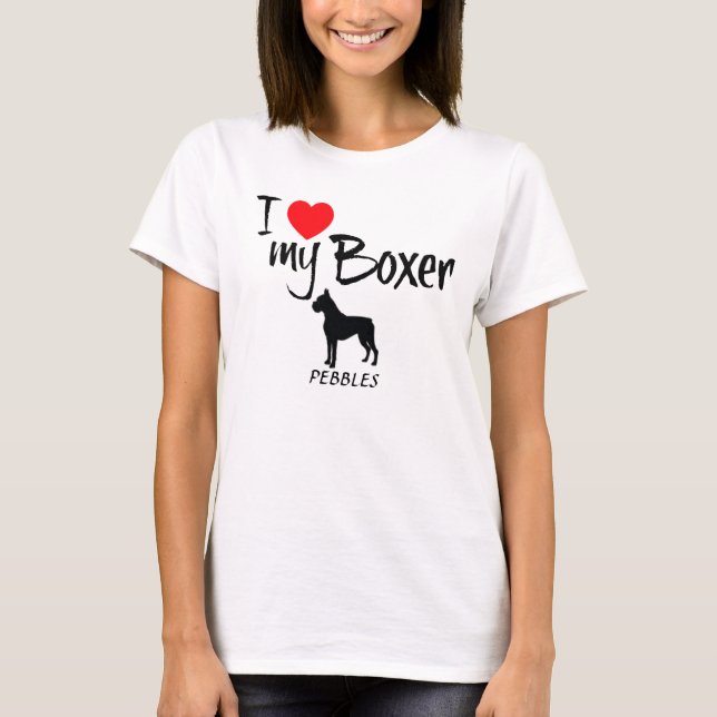 T-shirt Personnalisé J'Aime Mon Boxer (Devant)