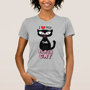 T-shirt Personnalisé, j'aime mon chat noir