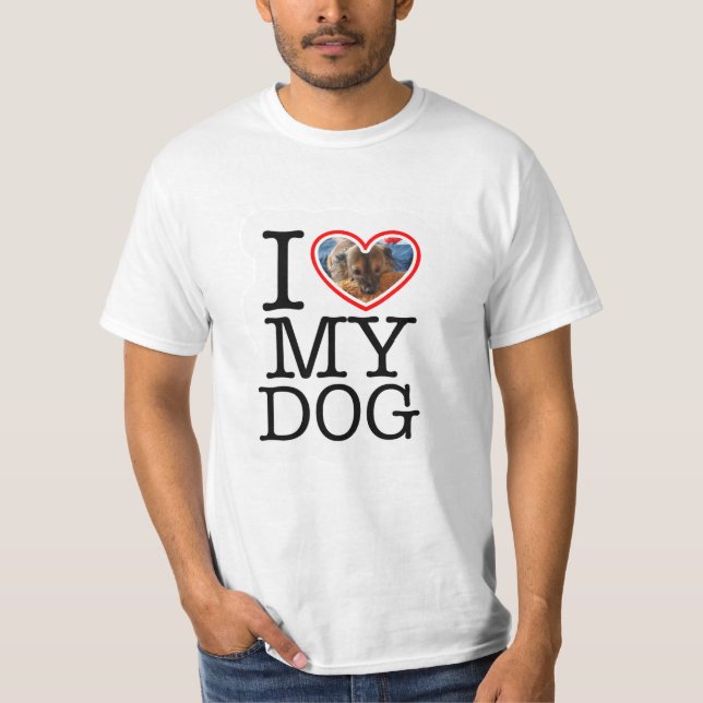 T-shirt Personnalisé J'aime mon chien photo (Devant)