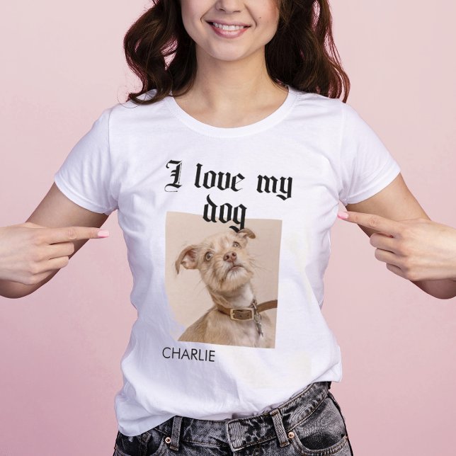 T-shirt Personnalisé J'aime mon chien photo (Créateur téléchargé)