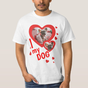 T-shirt Personnalisé J'aime mon chien texte photo