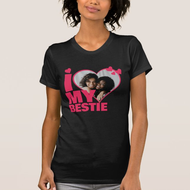 T-shirt Personnalisé J'aime mon coeur de bestie Photo (Devant)