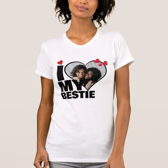 T-shirt Personnalisé J'aime mon coeur de bestie Photo (Devant)