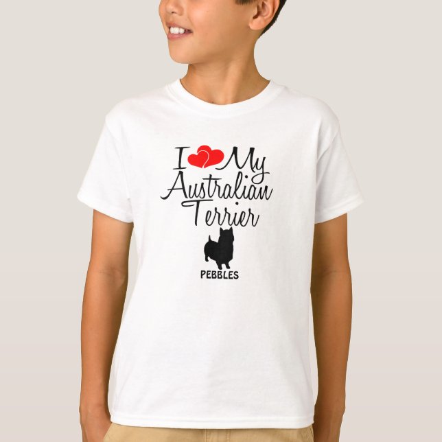 T-shirt Personnalisé J'Aime Mon Terrier Australien (Devant)