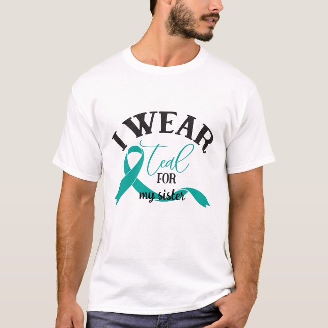 T-shirt Personnalisé Je porte Turquoise pour mon cancer de (Devant)