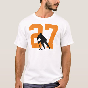 T-shirt Personnalisé Joueur de hockey Numéro Orange