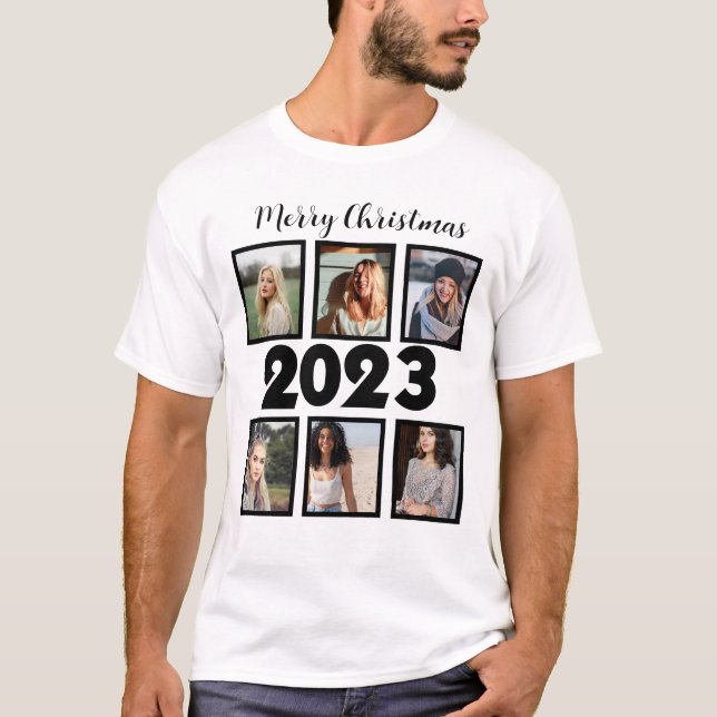 T-shirt Personnalisé Joyeux Noël 2023 6 Collage photo (Devant)