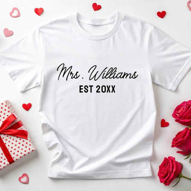 T-shirt Personnalisé Madame Nom Mariée Wifey Mariage nupti (Créateur téléchargé)