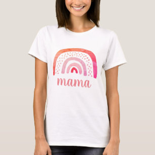 T-shirt Personnalisé Mama Boho rose orange arc-en-ciel