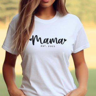 T-shirt Personnalisé Mama Script Coeurs Mère À Être Cadeau
