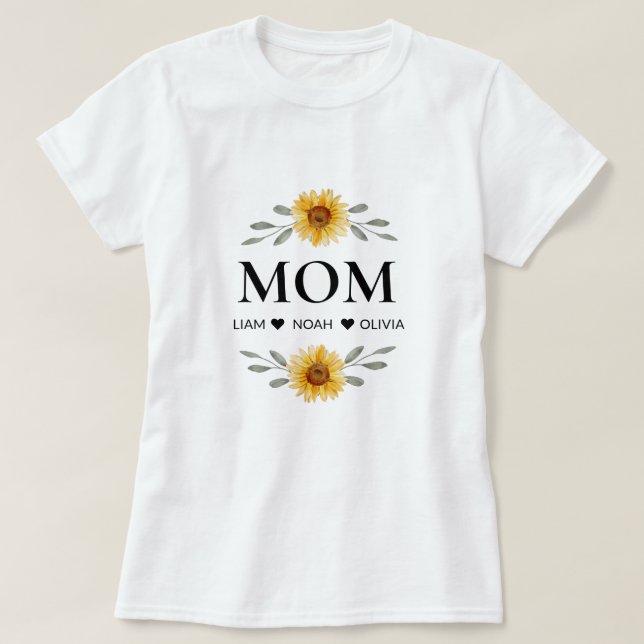 T-shirt Personnalisé Maman Avec Enfants Noms Mères Jour Ca (Design devant)