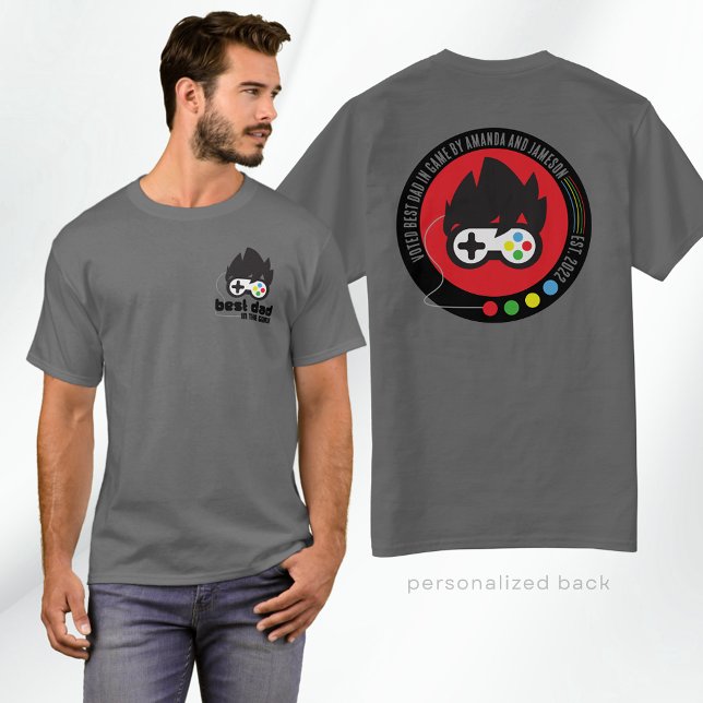 T-shirt Personnalisé meilleur papa dans le jeu cadeau cade (Unique Retro Inspired Best Dad in the Game T-Shirt for Gaming Dads and Step Dads in Dark Grey)