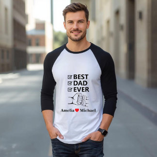 T-shirt personnalisé 'Meilleur Papa' manches 3/4