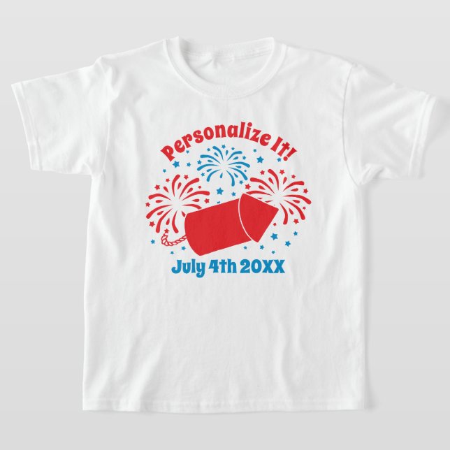 T-shirt PERSONNALISÉ mignon du 4 juillet Feu d'art (Poser)
