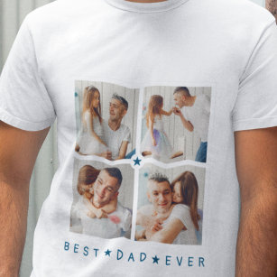 T-shirt Personnalisé Moderne 4 Photo 'Meilleur Papa Jamais