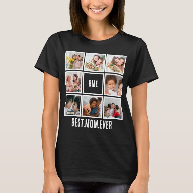 T-shirt Personnalisé Moderne Meilleure Maman Ever 8 Photo  (Devant)