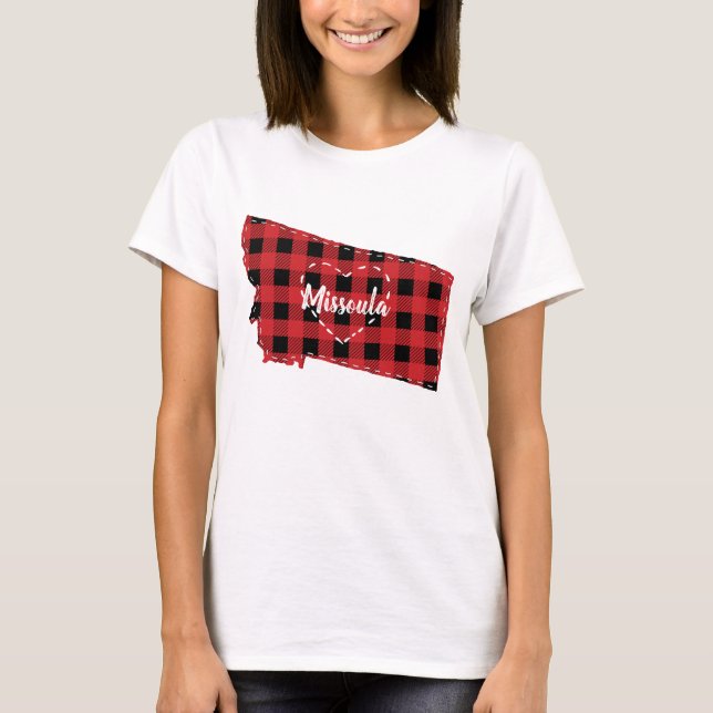 T-shirt Personnalisé Montana Accueil Buffalo d'État Plaid  (Devant)