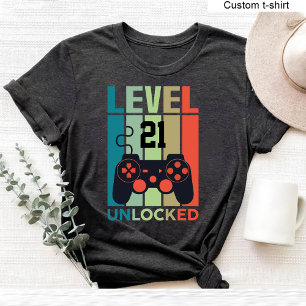 T-shirt Personnalisé Niveau 21 Déverrouillé Jeu vidéo 21e 
