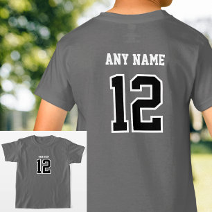 T-shirt Personnalisé Numéro Nom Jersey Sports Black Grey