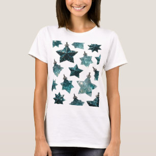 T-shirt personnalisé Ornements Étoile Bleue Argent