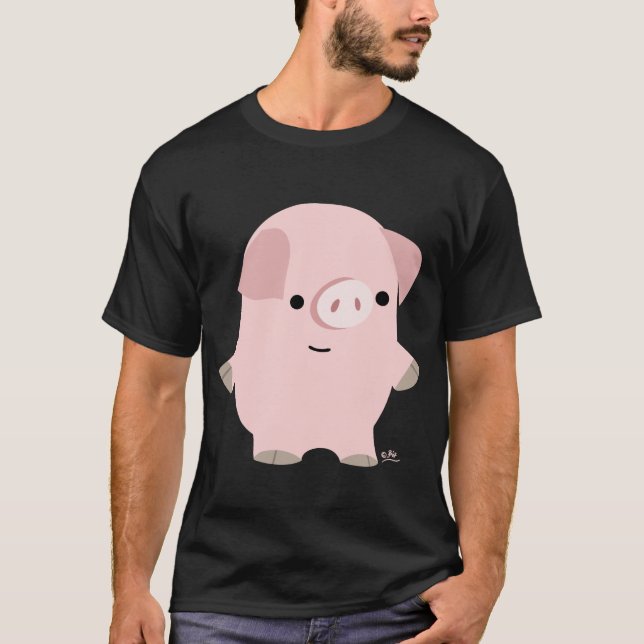 T-shirt personnalisé pour cochon de dessin calme (Devant)