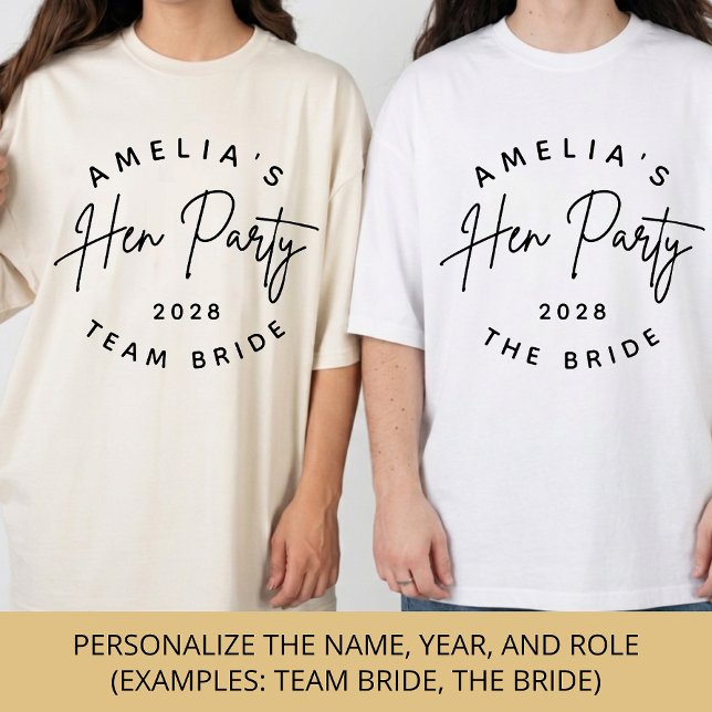 T-shirt personnalisé pour demoiselle d'honneur Cad (Personalized Bride Team T-Shirt Gift for Bridal Party, Hen Party or Wedding Matching Outfits)