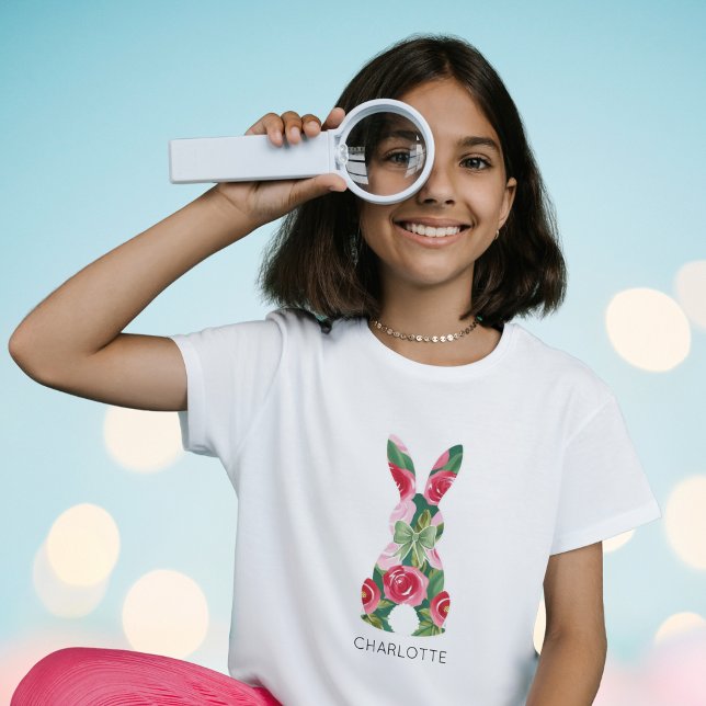 T-shirt personnalisé pour filles - Lapin de Pâques (Custom Girls' Easter Bunny T-Shirt)