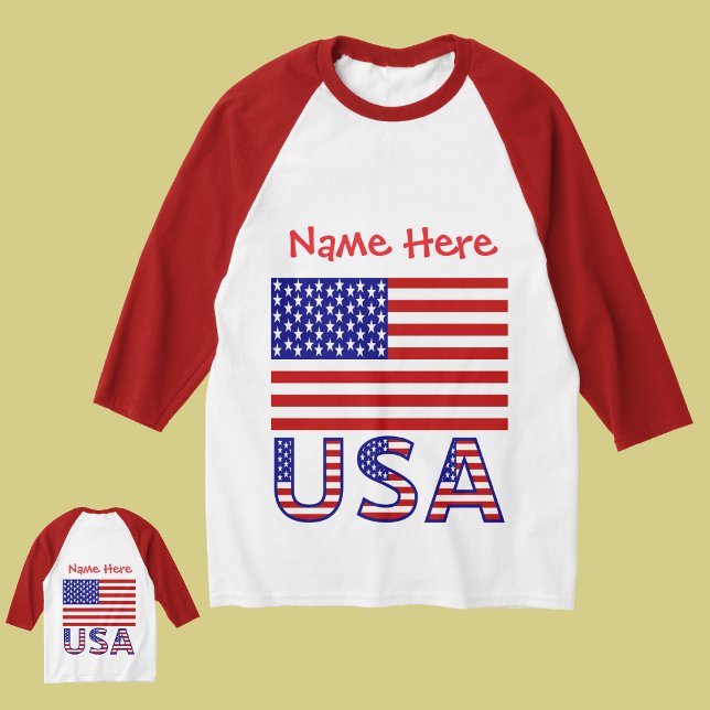 T-shirt personnalisé pour homme avec drapeau améri (Créateur téléchargé)