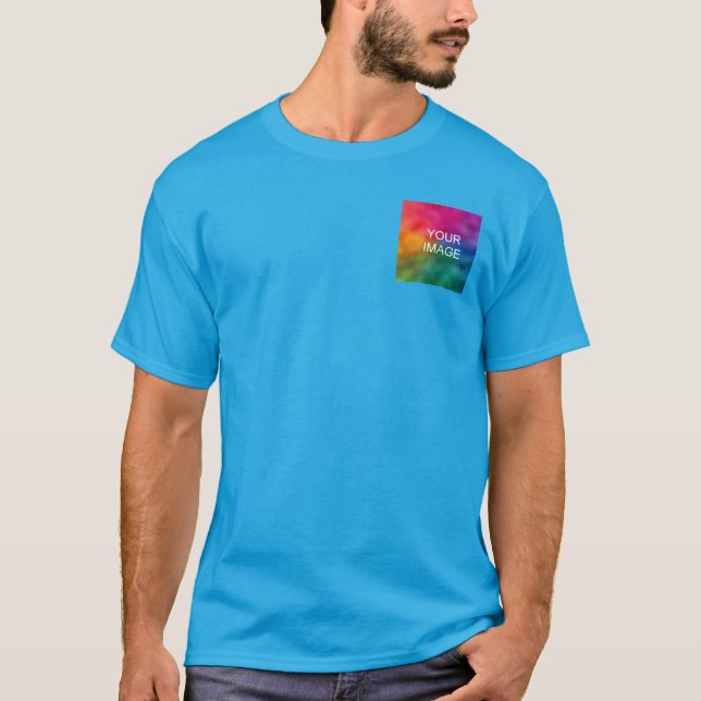 T-shirt Personnalisé Turquoise bleu Ajouter un Modèle de l (Devant)